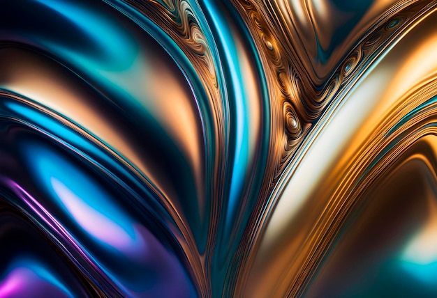 Abstract seamless background of liquid metal with pearlescent color tints