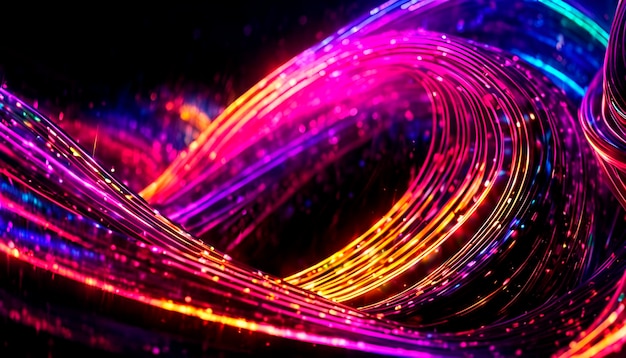 Abstract seamless background of neon light in lines and weaves Bright flashes and light Ideal for