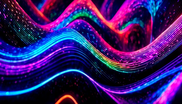 Abstract seamless background of neon light in lines and weaves Bright flashes and light Ideal for