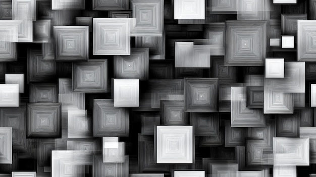 Photo abstract seamless background with geometric square patterns in monochrome shades for modern design projects