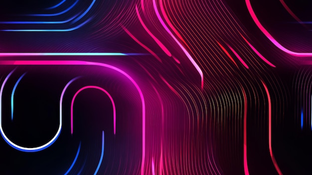 Photo abstract seamless background with vibrant neon lines and curves in dark gradient