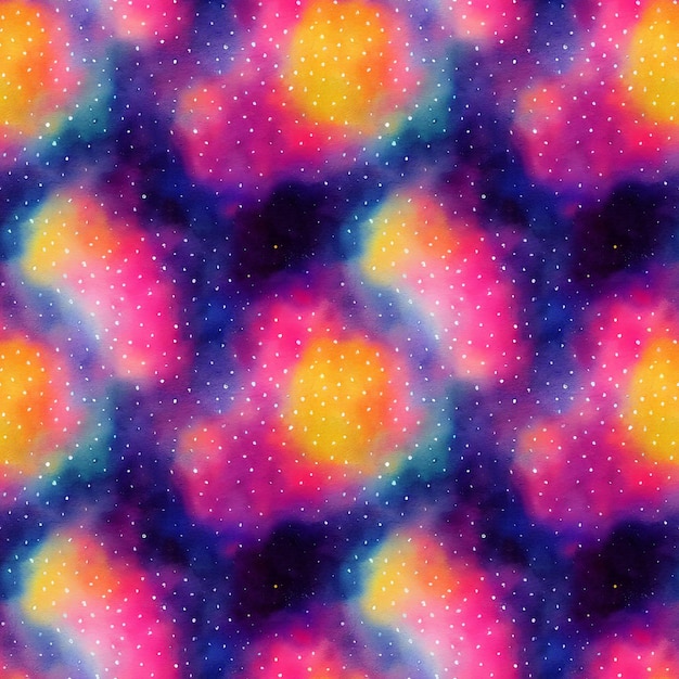 Abstract seamless, colorful watercolor pattern. Cosmos and nebula.