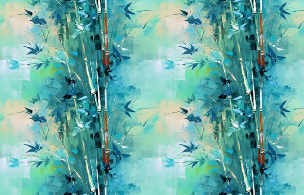 Abstract seamless figure animal bamboo forest palette knife Chinese wind ceramic tile