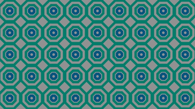 Abstract seamless pattern with a green and blue flower.