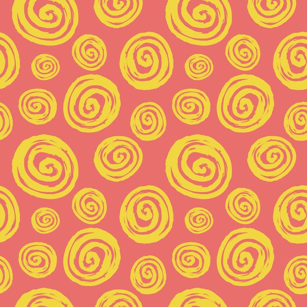 Abstract seamless pattern with hand drawn round spiral shape