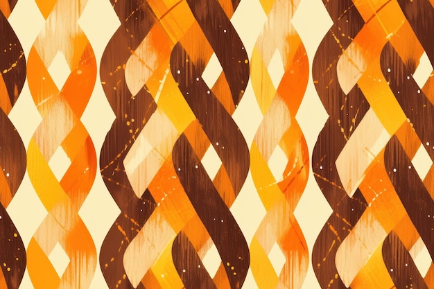 Photo abstract seamless pattern of woven braids in orange yellow and brown geometric background modern