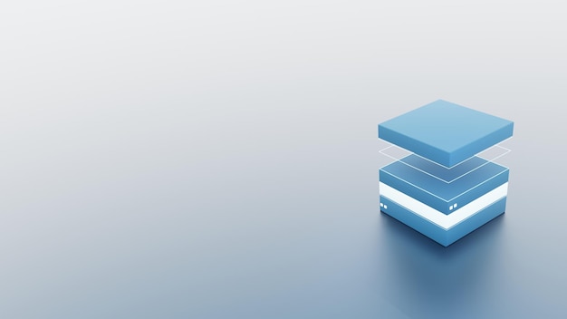 Abstract server on light blue background. 3D render.