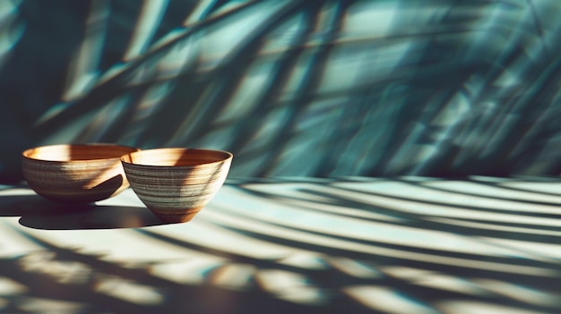 Abstract Shadows on Textured Surface with Bowls Creative Concept Image