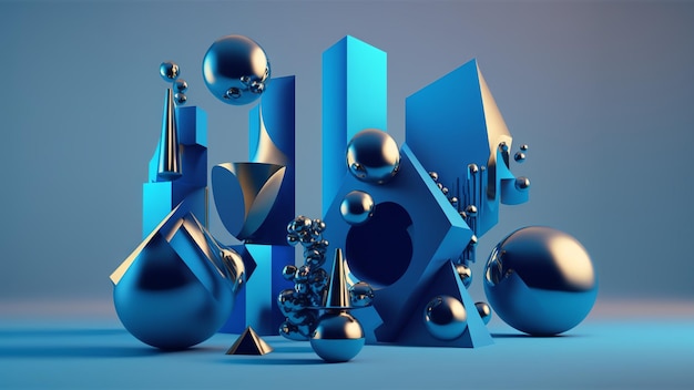 Abstract shapes on blue background