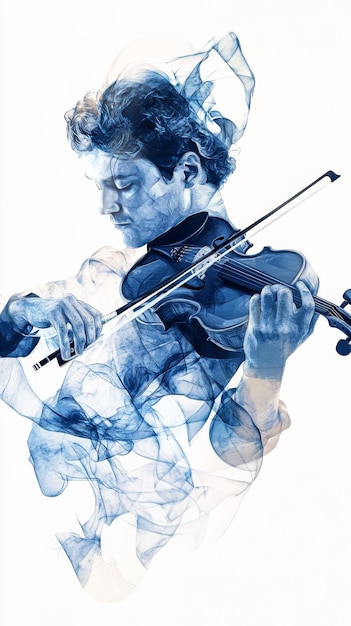 Photo abstract shapes representing melody with beethoven playing violin