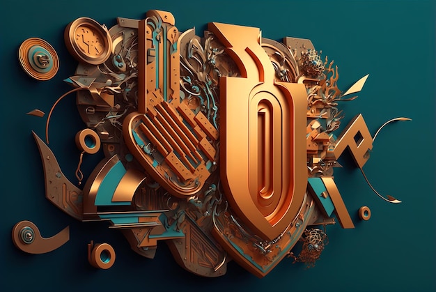 Abstract shapes retro 3d shapes composition in steampunk style Retro background with surreal mindbending figures Generated AI