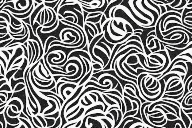 Abstract shapes seamless pattern Hand drawn minimal black and white