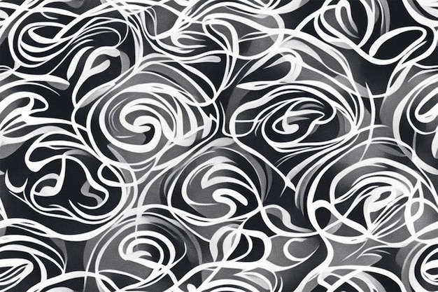 Abstract shapes seamless pattern Hand drawn minimal black and white