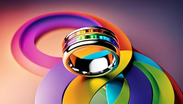 Abstract shiny rainbow colored rings