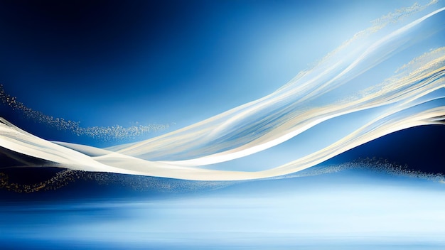 Abstract Shiny Wavy Motion On Glossy Blue Background