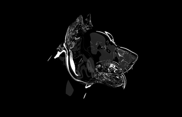 Abstract side view head of pit bull Pets dog lovers animal themed design element isolated on black background Modern animal design to print 3d render