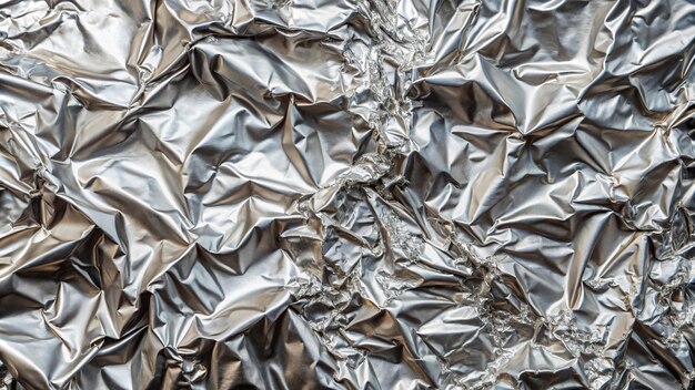 Abstract silver aluminum luxury crumpled paper background with metallic foliage texture