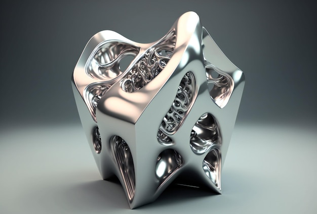 Abstract silver shape creative digital illustration painting 3D illustration