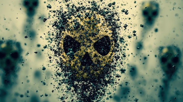 Photo abstract skull disintegrating into dust particles