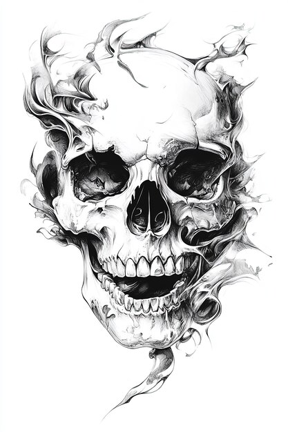 Photo abstract skull with smoke illustration