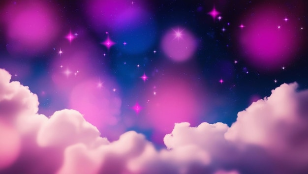 Photo abstract sky background with stars in purple and pink colors ai generated