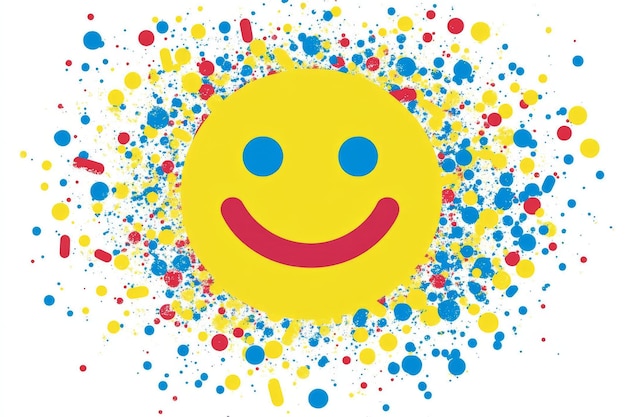 Photo abstract smiley face created from colorful confetti like pills on a white background symbolizing th