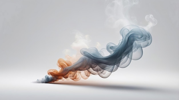 Abstract smoke design in shades of gray white and orange