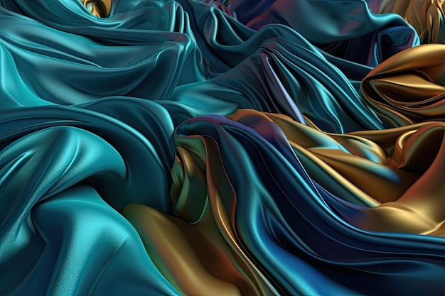 Abstract smooth rainbow silk background Satin elegant luxury fabric Beautiful soft folds on the surface of the fabric Generative AI