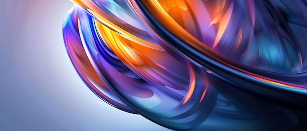 Abstract Smooth Wavy Strips Colorful Glass 3D Object abstract wallpaper