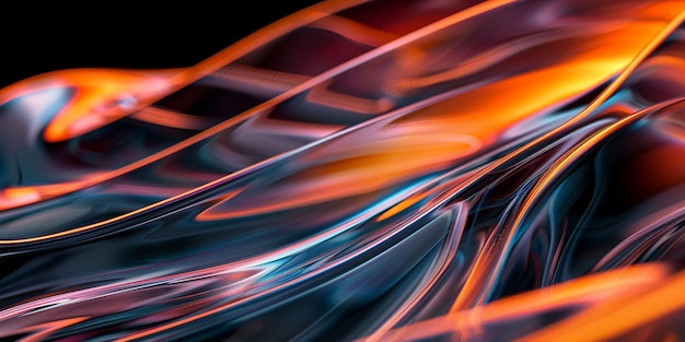 Abstract Smooth Wavy Strips Colorful Glass 3D Object abstract wallpaper