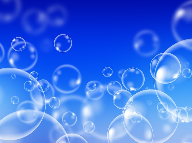 Abstract soap bubble on blue background