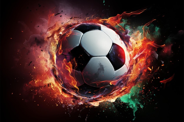 Abstract soccer ball striking poster a must have for sports fans