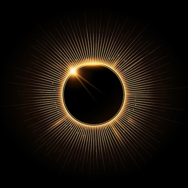 Photo abstract solar eclipse with radiant gold beams