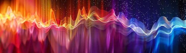 Photo abstract sound waves rainbow spectrum dynamic lines energetic