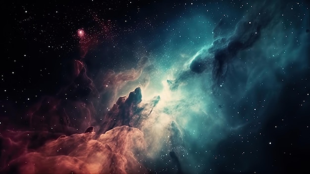 Abstract space background Endless universe with stars Galaxy and Nebula Generative AI