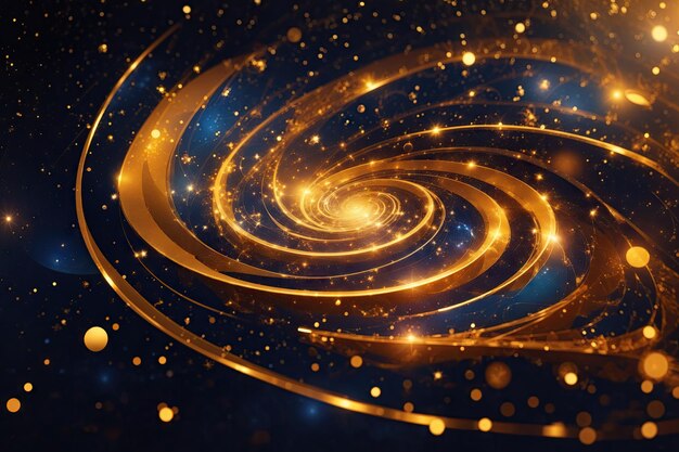 Abstract space background with golden spiral ai generative