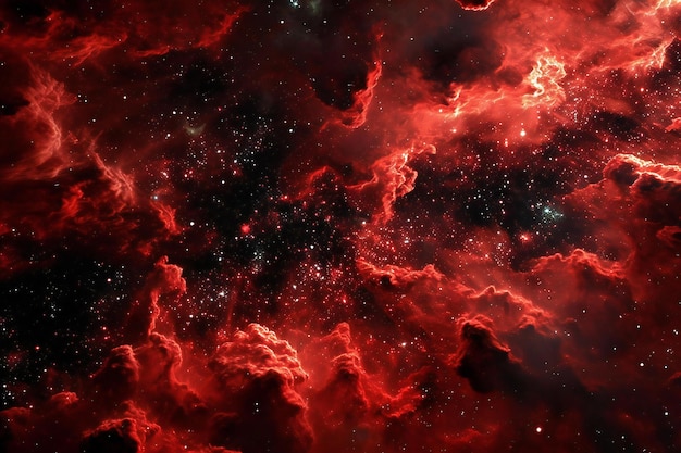 Abstract space background with red nebula and stars