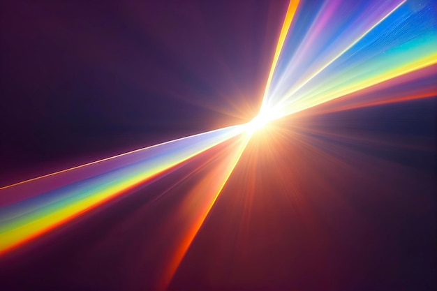 Abstract sparkling colorful light rays background glowing lighting flare multicolored.