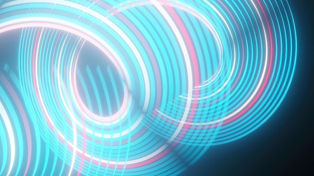 Abstract spiral rotating glow lines computer generated background 3D rendering background