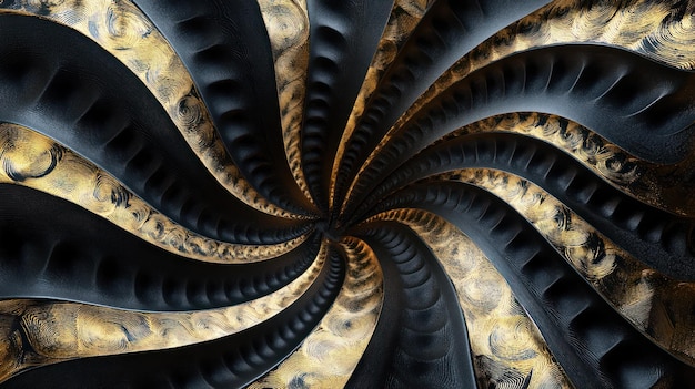 Abstract Spiral with Golden and Black Hues