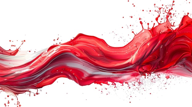 abstract splash of red and white paint with a wavy flowing motion