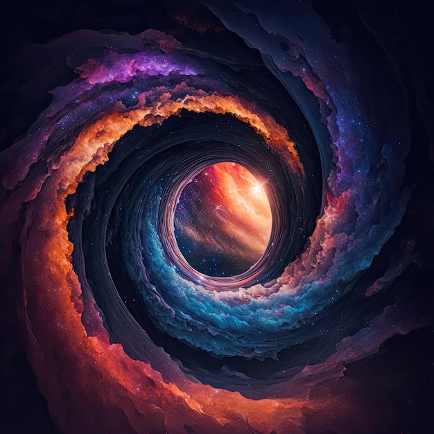 Abstract starry galaxy spiral wormhole tunnel Concept of time vortex portal in space Generative AI