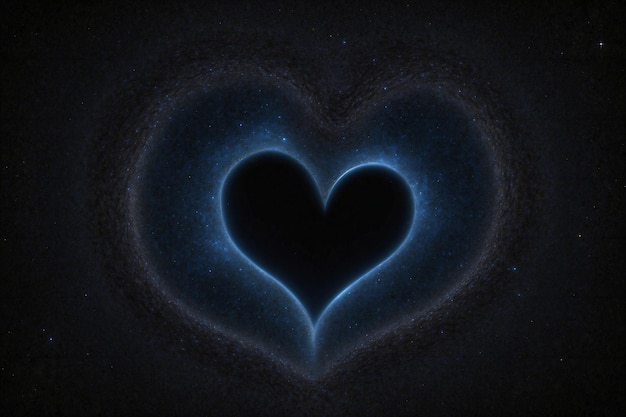 Abstract starry night sky background with heart shape in the middle