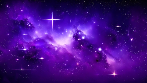 abstract starry Space purple with shining star dust and nebula Realistic galaxy with milky way and