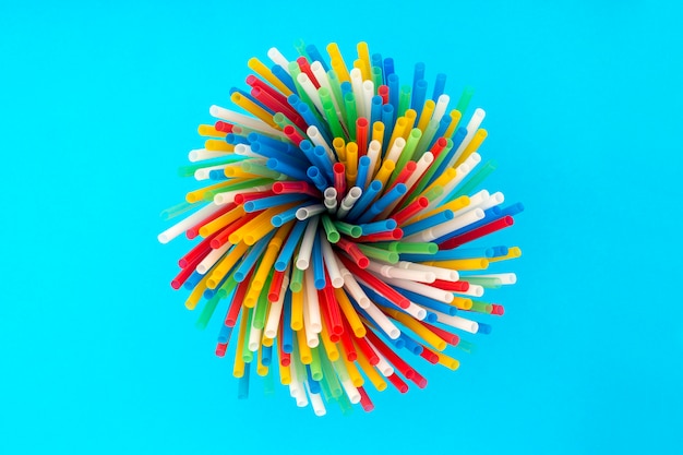 Abstract Still Life with Cocktail Tubes on a blue background, for decoration, for text design, for template