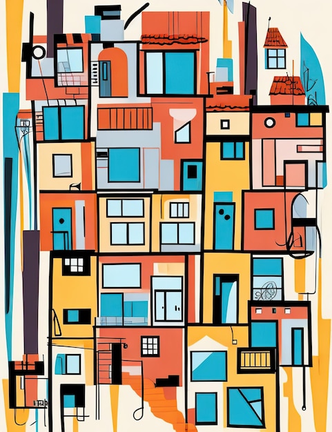 abstract style a lot using houses