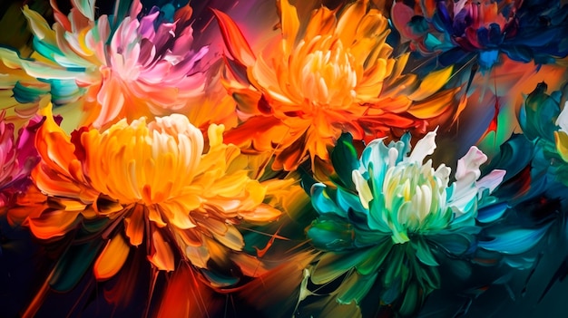 Abstract stylized flowers as wallpaper background panorama Generative AI