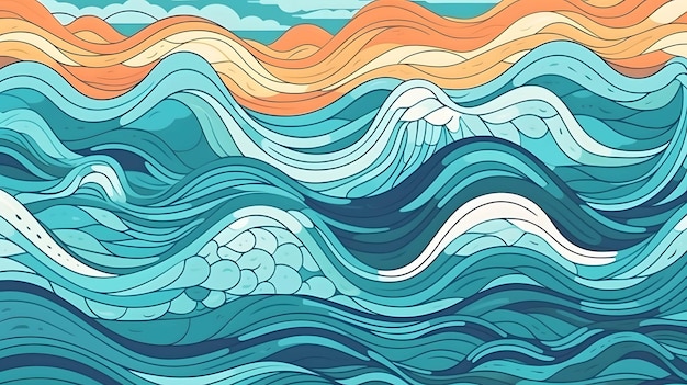 Abstract summer ocean waves background Generative AI