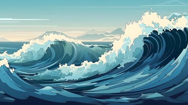 Abstract summer ocean waves background Generative AI