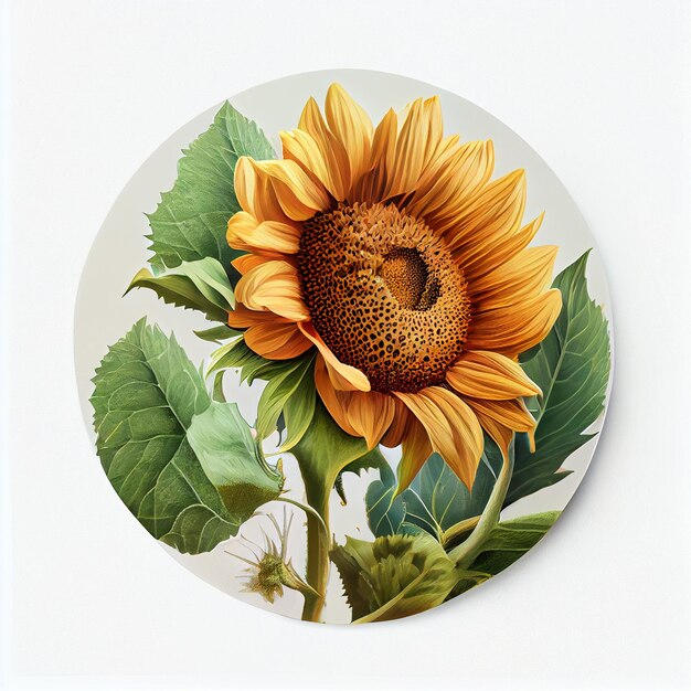 Abstract sunflower sticker Digital illustration AI